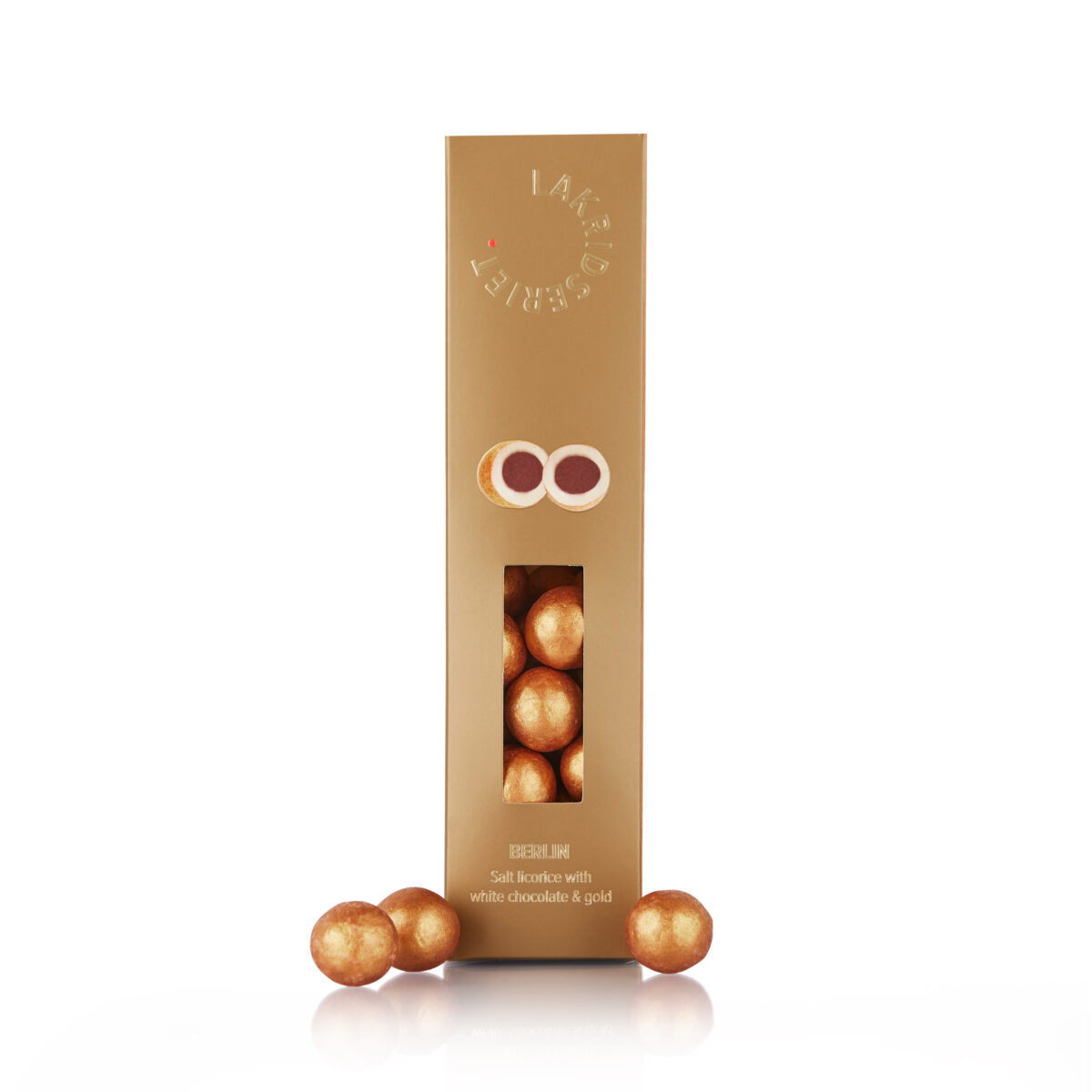 PR Chokolade, Lakridseriet Berlin saltlakrids m. hvid chokolade og guld. 170 gr.