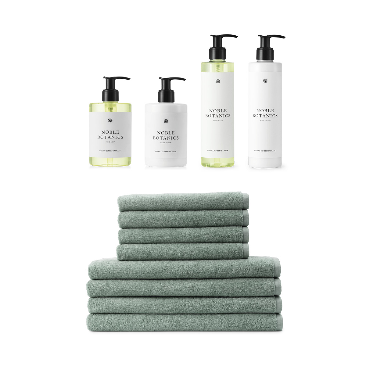 Georg Jensen Damask, 8 håndklæder + sæber og cremer