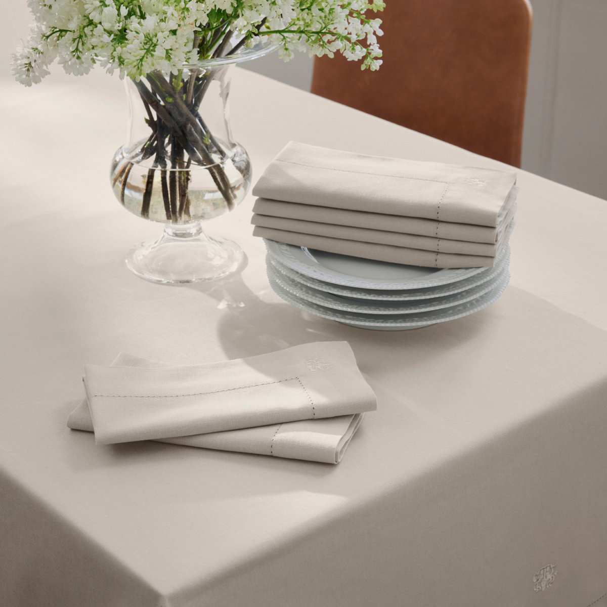 Georg Jensen Damask, Hør-dug 140x240 cm. + 6 stk. hør-servietter