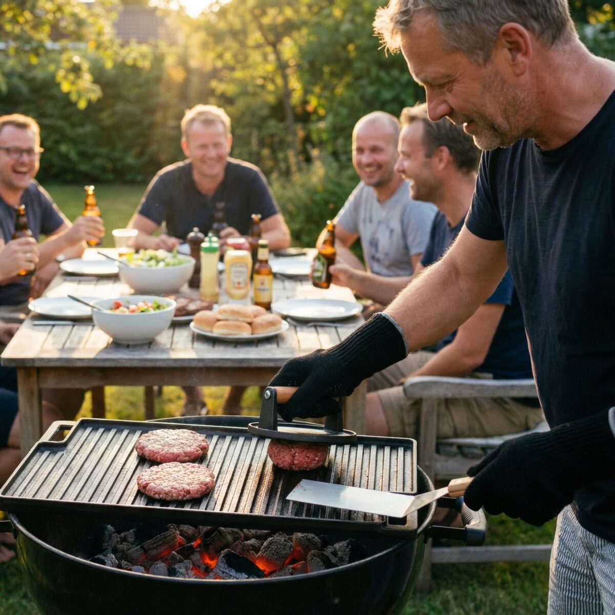 byGaard, Stegeplade + Burger Smasher + grillhandsker + paletkniv