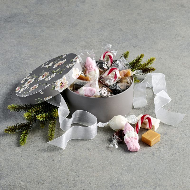 Hatteæske Julemix Brun med hvide blomster 300 gr. 2060-2656