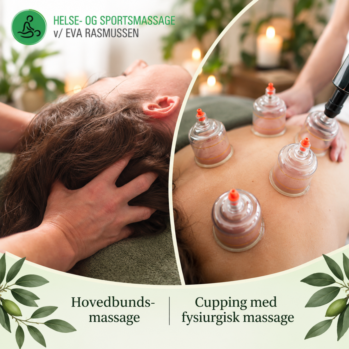 Helse- og Sportsmassage, Holstebro. Cupping, fysiurgisk massage & hovedbundsmassage