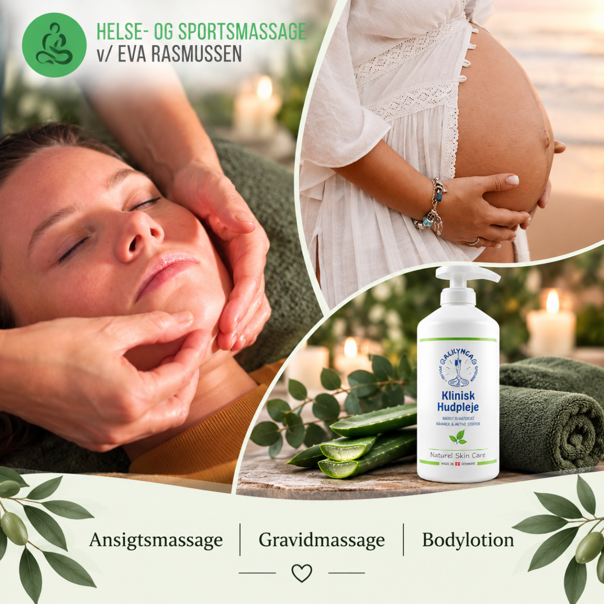 Helse- og Sportsmassage, Holstebro. Gravidmassage, ansigtsmassage og Bodylotion