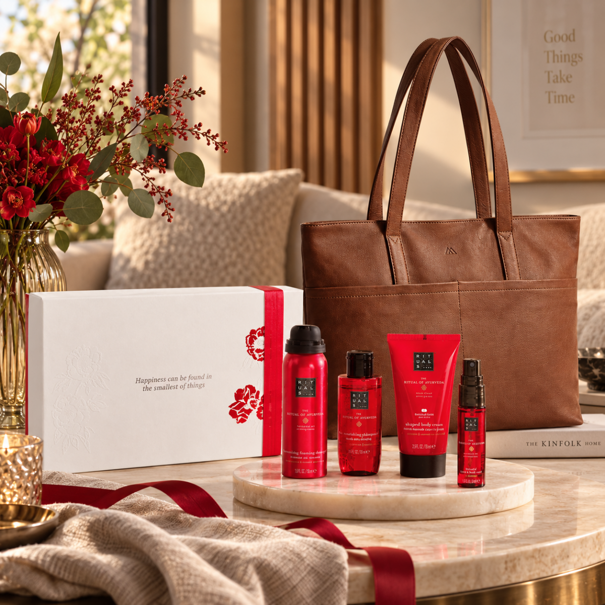 Markberg, Molina Shopper Cognac og Rituals Ayurveda sæt, small