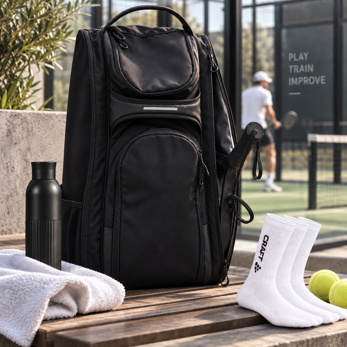 Sportsgaven. Clique 2.0 Combi Bag/Padel taske, termoflaske og Craft sportssokker